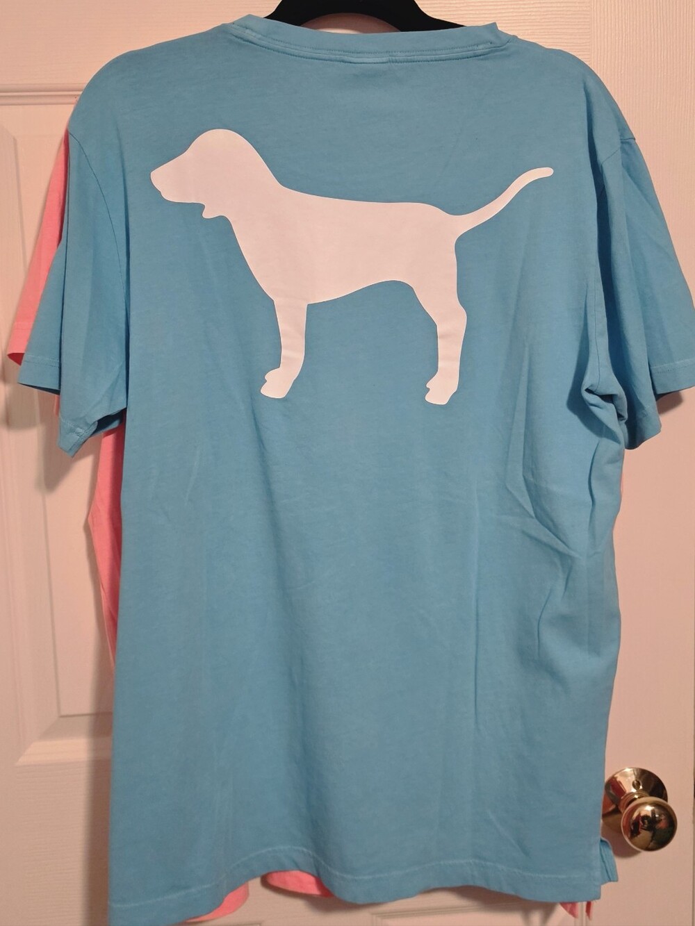2 PINK Victoria's Secret Tshirts Sz L Blue And Orange - Picture 4 of 15